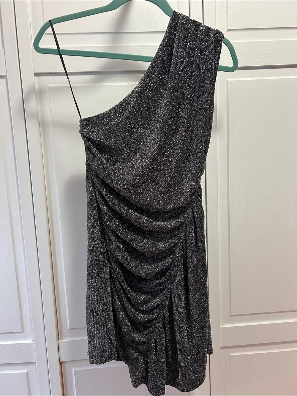 Free People One-Shoulder Metallic Charcoal Cocktail Dress